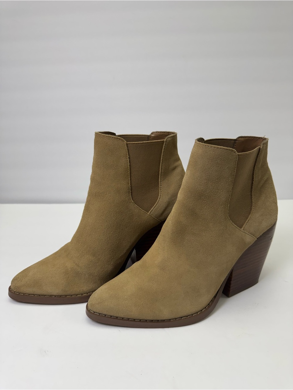 BP Nordstrom Lex Suede Ankle Booties Chestnut Brown Pointed Toe Boots Size 7.5